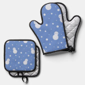 Schneemann und Schnee Ofenhandschuh & Topflappen-Set (Vorderseite/Rückseite)