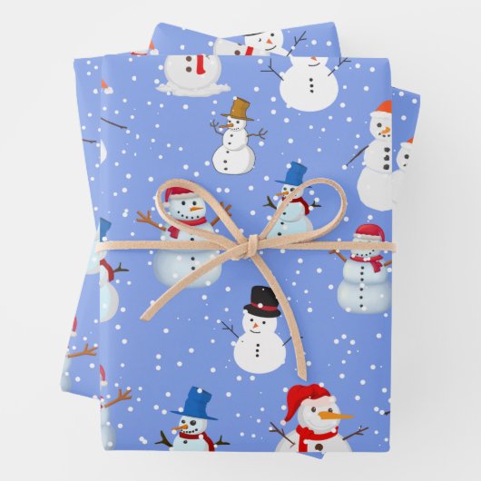 Schneemann und Schneefall Geschenkpapier Set (Beispiel)