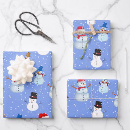 Schneemann und Schneefall Geschenkpapier Set