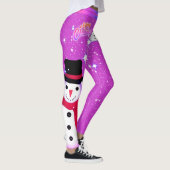 Schneemann und Schneeflocken auf IHRER FARBE Weihn Leggings (Rechts)
