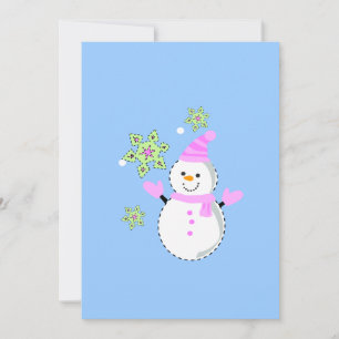 Schneemann und Schneeflocken Feiertagskarte