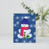 Schneemann und Schneeflocken. Frohe Weihnachten (Stehend Vorderseite)