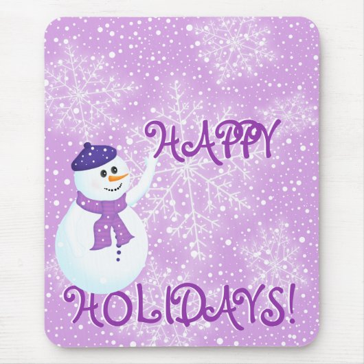 Schneemann und Schneeflocken Mousepad (Vorne)