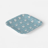 Schneemann und Schneeflocken Muster Blue Paper Tel Pappteller (Gewinkelt)