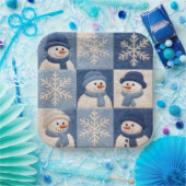 Schneemann und Schneeflocken Quilt Muster Pappteller (Party)