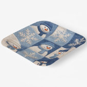 Schneemann und Schneeflocken Quilt Muster Pappteller (Gewinkelt)