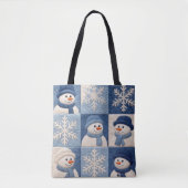 Schneemann und Schneeflocken Quilt Muster Tasche (Vorderseite)