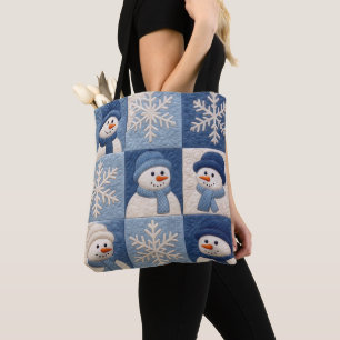 Schneemann und Schneeflocken Quilt Muster Tasche