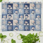 Schneemann- und Schneeflocken-Quiltmuster Geschirrtuch (Gefaltet)