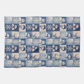 Schneemann- und Schneeflocken-Quiltmuster Geschirrtuch (Horizontal)