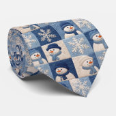 Schneemann- und Schneeflocken-Quiltmuster Krawatte (Gerollt)