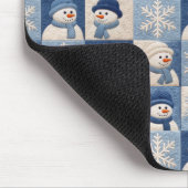 Schneemann- und Schneeflocken-Quiltmuster Mousepad (Ecke)