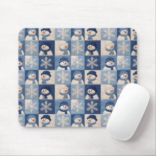 Schneemann- und Schneeflocken-Quiltmuster Mousepad