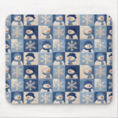 Schneemann- und Schneeflocken-Quiltmuster Mousepad (Vorne)