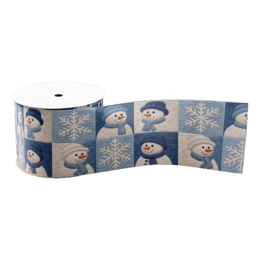 Schneemann- und Schneeflocken-Quiltmuster Ripsband (Spule)