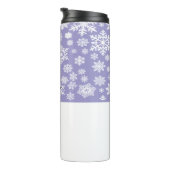 Schneemann und Schneeflocken Stein Untersetzer Thermosbecher (Nach rechts gedreht)