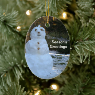 Schneemann und Schneefrau umkehrbar Keramikornament