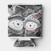 Schneemann und Schneefrau zeichnend Dosenkühler (Vorderseite)