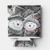 Schneemann und Schneefrau zeichnend Dosenkühler (Rückseite)
