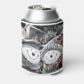 Schneemann und Schneefrau zeichnend Dosenkühler (Kanne Rückseite)