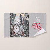 Schneemann und Schneefrau zeichnend HandtuchSet Badhandtuch Set (Handtuch)