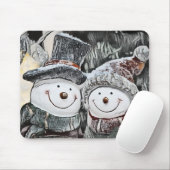 Schneemann und Schneefrau zeichnend Mousepad (Mit Mouse)