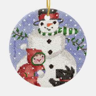 Schneemann und Scotty Ornament