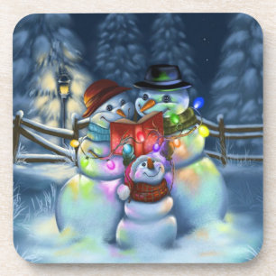 Schneemann und seine Familie Getränkeuntersetzer