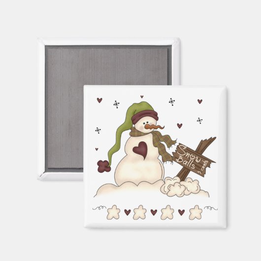 Schneemann und Snowballs Magnet (Vorderseite/Rückseite)