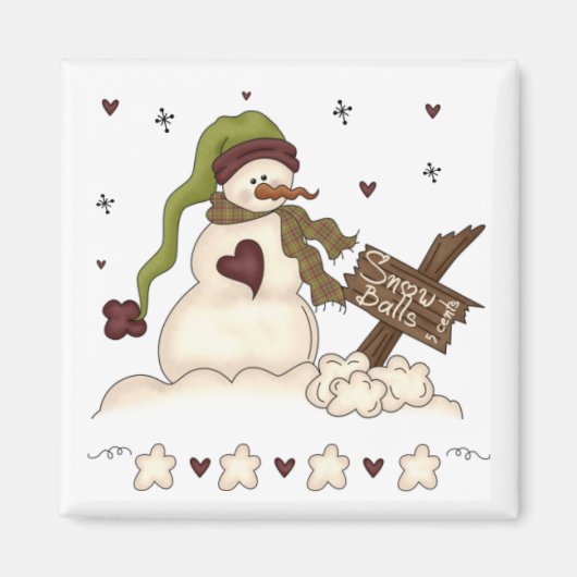 Schneemann und Snowballs Magnet (Vorne)