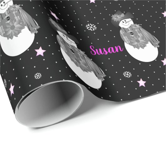 Schneemann und Stars Geschenkpapier (Rolleneckpunkt)