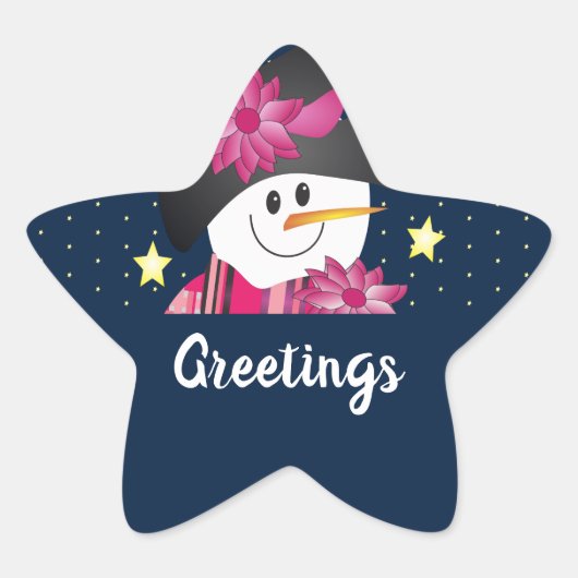 Schneemann und Stars Stern-Aufkleber (Vorderseite)