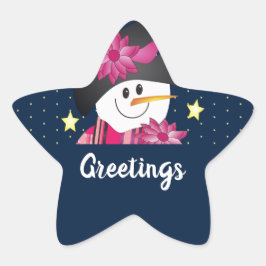 Schneemann und Stars Stern-Aufkleber