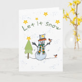 Schneemann und Vögel Karte (Gelbe Blume)