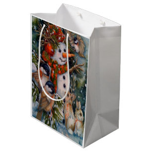 Schneemann und Vogel Mittlere Geschenktüte