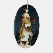 Schneemann- und Vogelverzierung Keramikornament (Rechts)