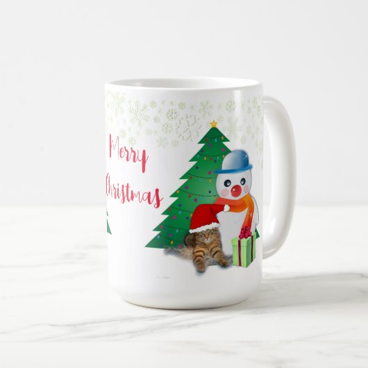 Schneemann und Weihnachten Kaffeetasse (VorderseiteRechts)