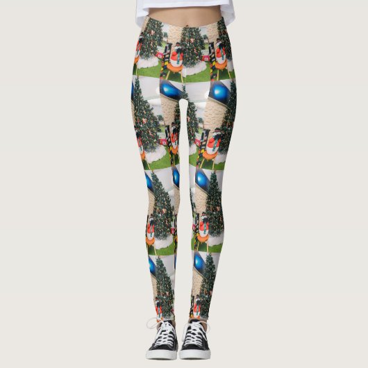 Schneemann und Weihnachtsbaum Leggings (Vorderseite)