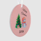 Schneemann und Weihnachtsbaum Ornament (Vorderseite)