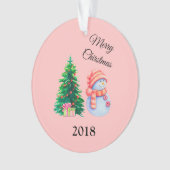 Schneemann und Weihnachtsbaum Ornament (Vorderseite)