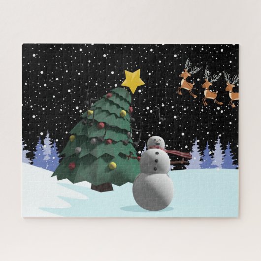 Schneemann und Weihnachtsbaum Puzzle (Horizontal)