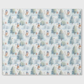 Schneemann und Weihnachtsbaumen Geschenkpapier (Flach)