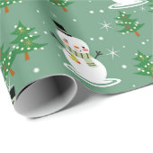 Schneemann und Weihnachtsbaumwrapping Paper Geschenkpapier (Rolleneckpunkt)