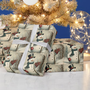 Schneemann und Weihnachtsgeschenk Winterillustrati Geschenkpapier