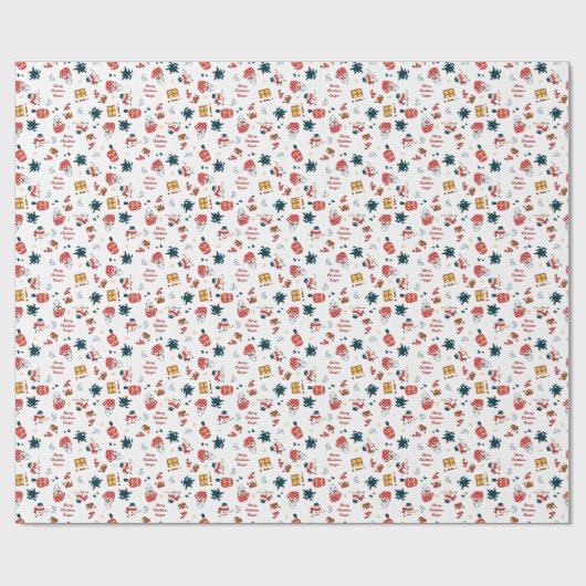 Schneemann und Weihnachtslicht Personalisierter Ur Geschenkpapier (Flach)