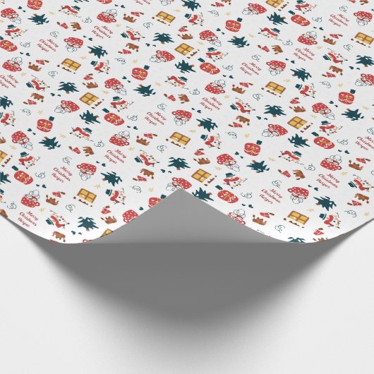 Schneemann und Weihnachtslicht Personalisierter Ur Geschenkpapier (Ecke)