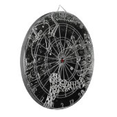 Schneemann und Yaie in schwarzen Weihnachten Dartscheibe (Vorderseite Links)