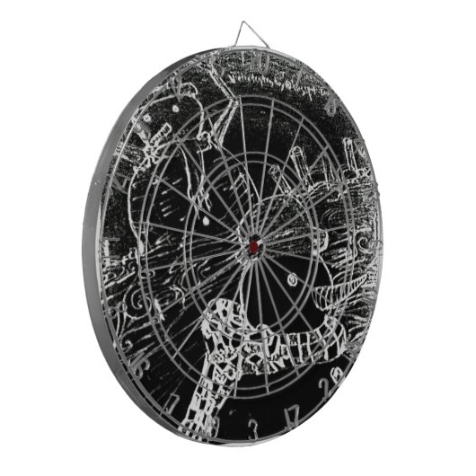 Schneemann und Yaie in schwarzen Weihnachten Dartscheibe (Vorderseite Links)