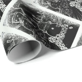 Schneemann und Yaie in schwarzen Weihnachten Geschenkpapier (Rolleneckpunkt)