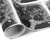 Schneemann und Yaie in schwarzen Weihnachten Geschenkpapier (Rolleneckpunkt)